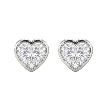 Lab-Grown Diamond Heart Solitaire Bezel Stud Earrings in 14K White Gold or 14K Yellow Gold
