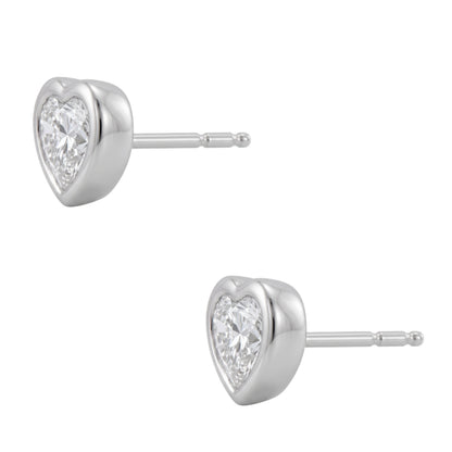 Lab-Grown Diamond Heart Solitaire Bezel Stud Earrings in 14K White Gold or 14K Yellow Gold