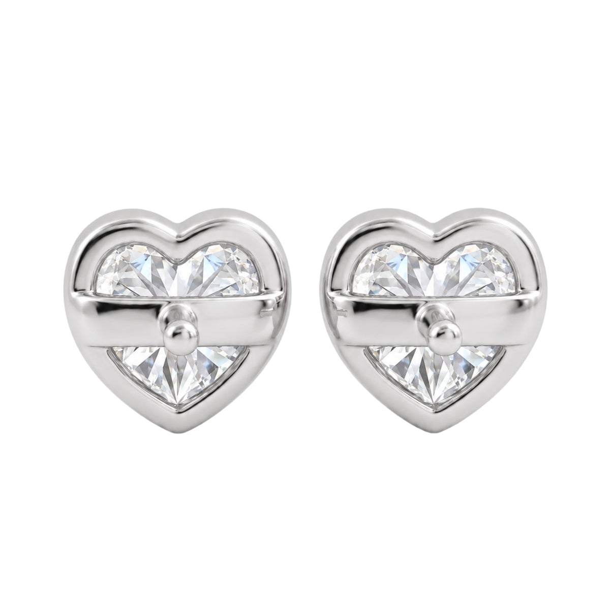 Lab-Grown Diamond Heart Solitaire Bezel Stud Earrings in 14K White Gold or 14K Yellow Gold