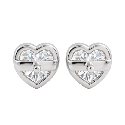 Lab-Grown Diamond Heart Solitaire Bezel Stud Earrings in 14K White Gold or 14K Yellow Gold