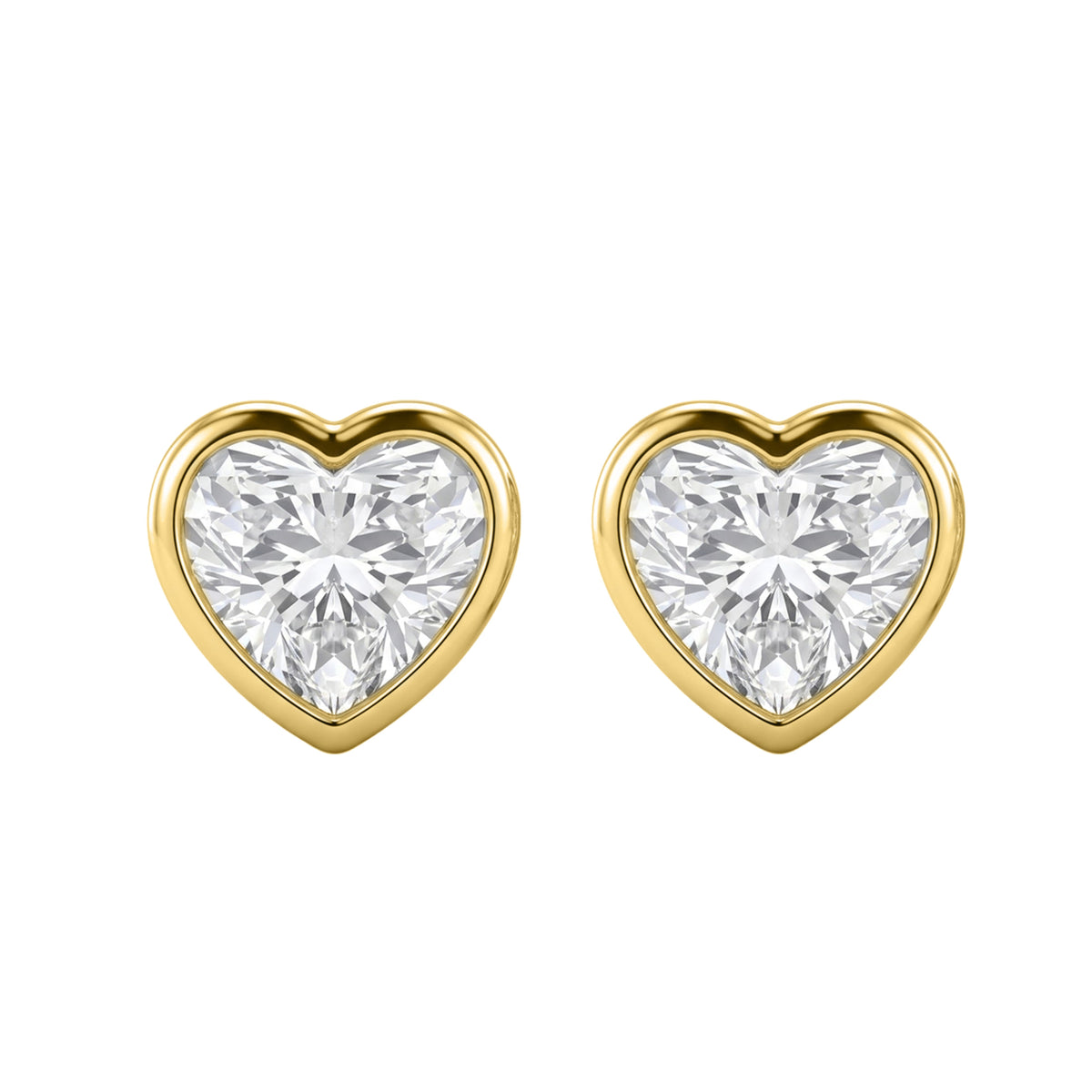 Lab-Grown Diamond Heart Solitaire Bezel Stud Earrings in 14K White Gold or 14K Yellow Gold