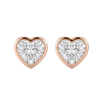 Lab-Grown Diamond Heart Solitaire Bezel Stud Earrings in 14K White Gold or 14K Yellow Gold