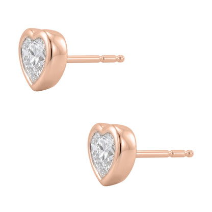 Lab-Grown Diamond Heart Solitaire Bezel Stud Earrings in 14K White Gold or 14K Yellow Gold