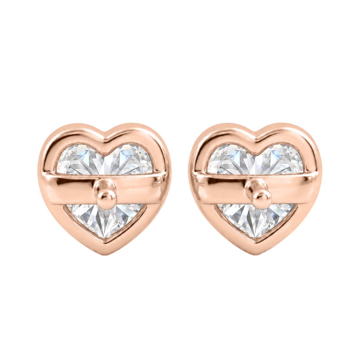 Lab-Grown Diamond Heart Solitaire Bezel Stud Earrings in 14K White Gold or 14K Yellow Gold