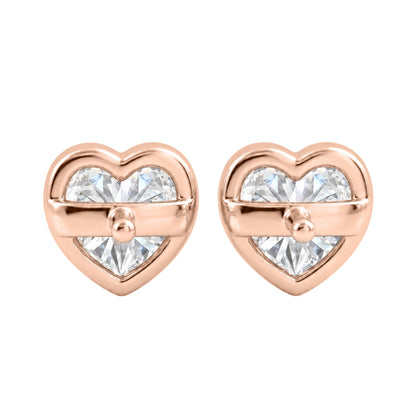 Lab-Grown Diamond Heart Solitaire Bezel Stud Earrings in 14K White Gold or 14K Yellow Gold