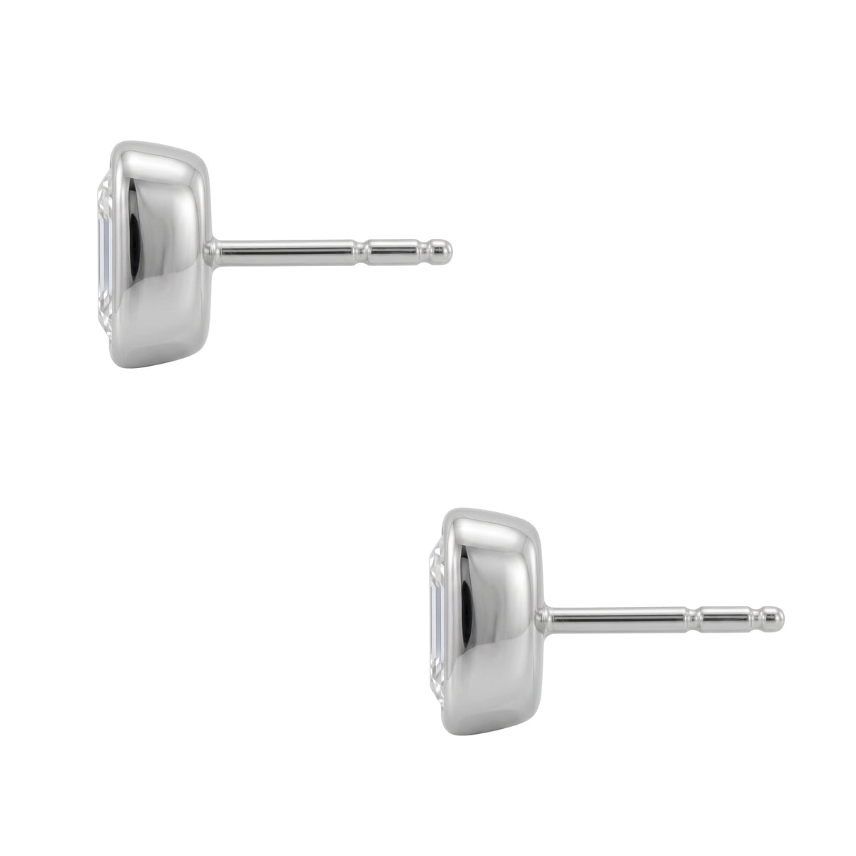 Lab-Grown Diamond Asscher Solitaire Bezel Stud Earrings in 14K White Gold or 14K Yellow Gold