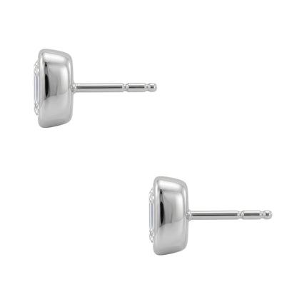 Lab-Grown Diamond Asscher Solitaire Bezel Stud Earrings in 14K White Gold or 14K Yellow Gold