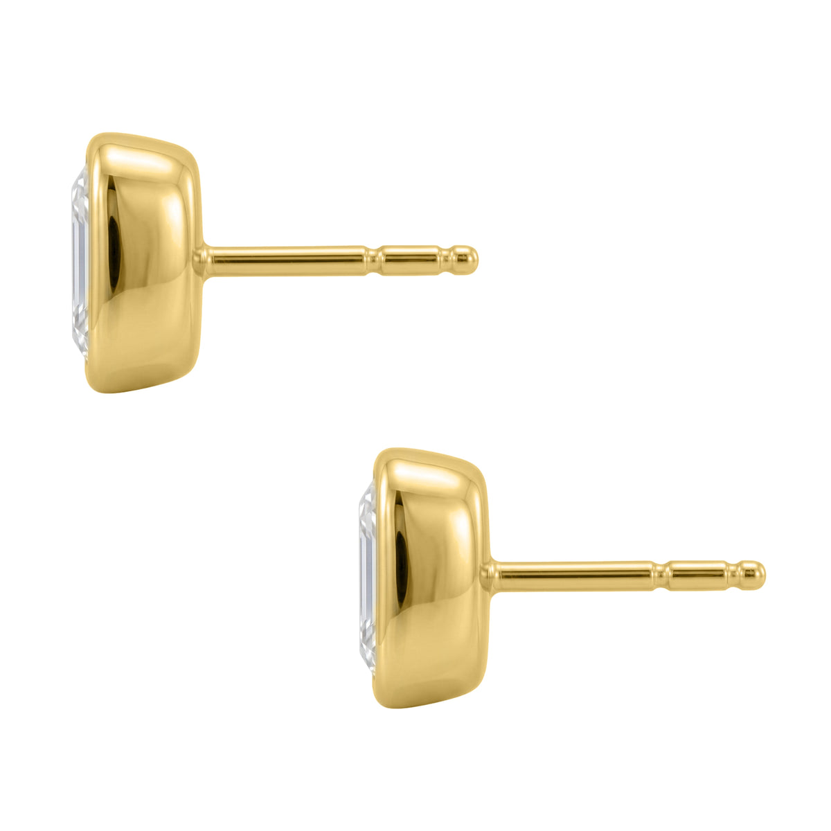 Lab-Grown Diamond Asscher Solitaire Bezel Stud Earrings in 14K White Gold or 14K Yellow Gold
