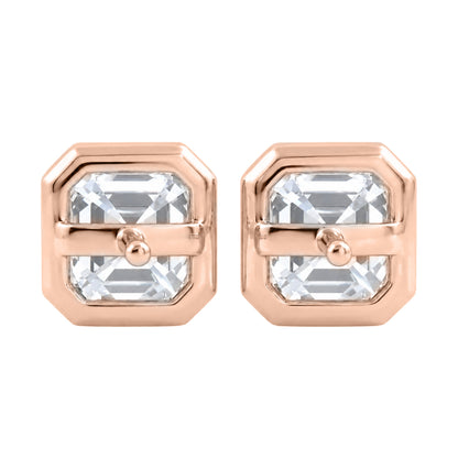 Lab-Grown Diamond Asscher Solitaire Bezel Stud Earrings in 14K White Gold or 14K Yellow Gold