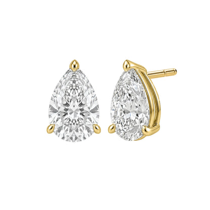 Lab-Grown Diamond Pear Solitaire Stud Earrings in 14K White Gold or 14K Yellow Gold