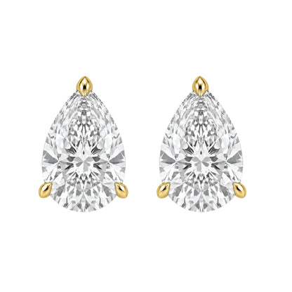 Lab-Grown Diamond Pear Solitaire Stud Earrings in 14K White Gold or 14K Yellow Gold
