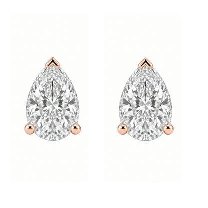 Lab-Grown Diamond Pear Solitaire Stud Earrings in 14K White Gold or 14K Yellow Gold