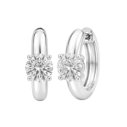 Lab-Grown Diamond Solitaire Hoop Earrings in 14K White Gold or 14K Yellow Gold