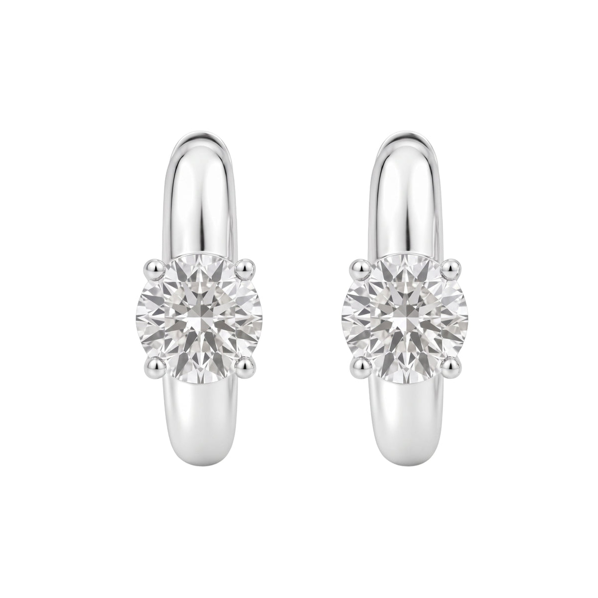 Lab-Grown Diamond Solitaire Hoop Earrings in 14K White Gold or 14K Yellow Gold