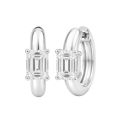 Lab-Grown Diamond Solitaire Hoop Earrings in 14K White Gold or 14K Yellow Gold
