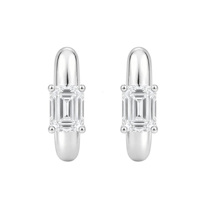 Lab-Grown Diamond Emerald-Cut Hoop Earrings in 14K White Gold or 14K Yellow Gold