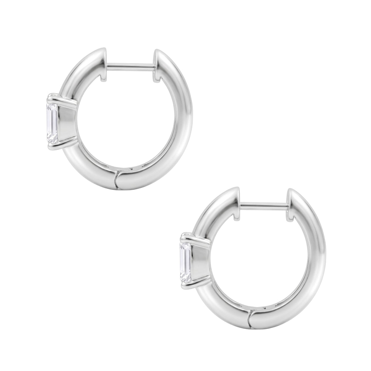 Lab-Grown Diamond Emerald-Cut Hoop Earrings in 14K White Gold or 14K Yellow Gold