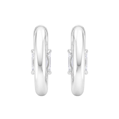 Lab-Grown Diamond Solitaire Hoop Earrings in 14K White Gold or 14K Yellow Gold