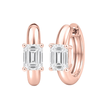 Lab-Grown Diamond Emerald-Cut Hoop Earrings in 14K White Gold or 14K Yellow Gold