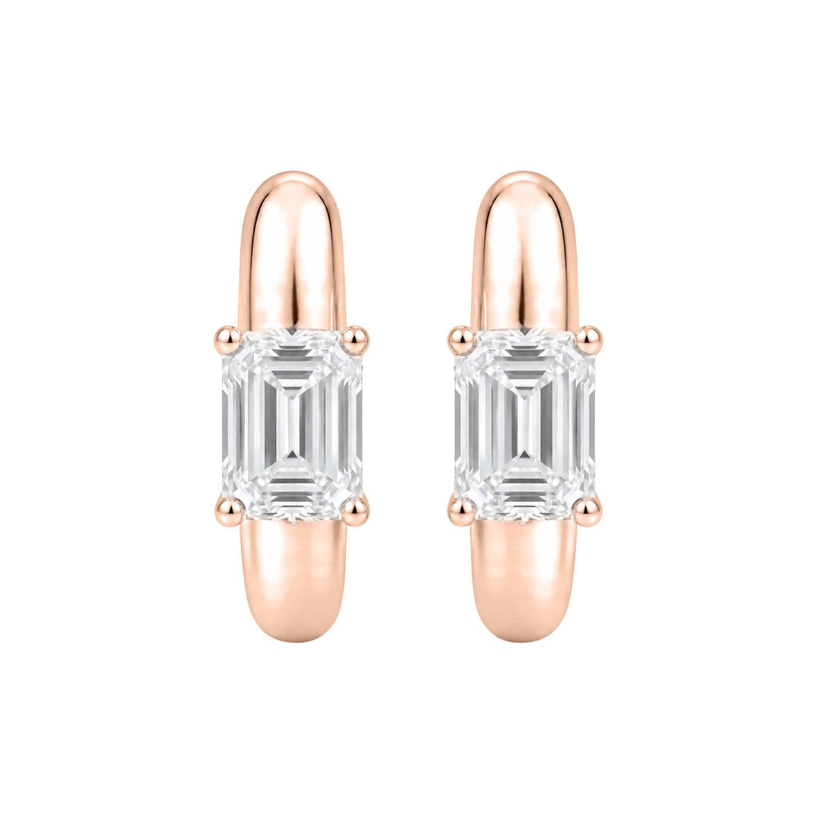 Lab-Grown Diamond Emerald-Cut Hoop Earrings in 14K White Gold or 14K Yellow Gold