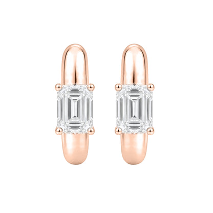 Lab-Grown Diamond Emerald-Cut Hoop Earrings in 14K White Gold or 14K Yellow Gold