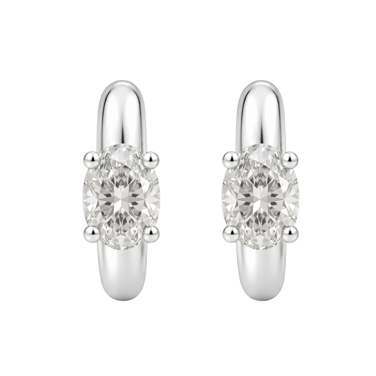Lab-Grown Diamond Oval Hoop Earrings in 14K White Gold or 14K Yellow Gold