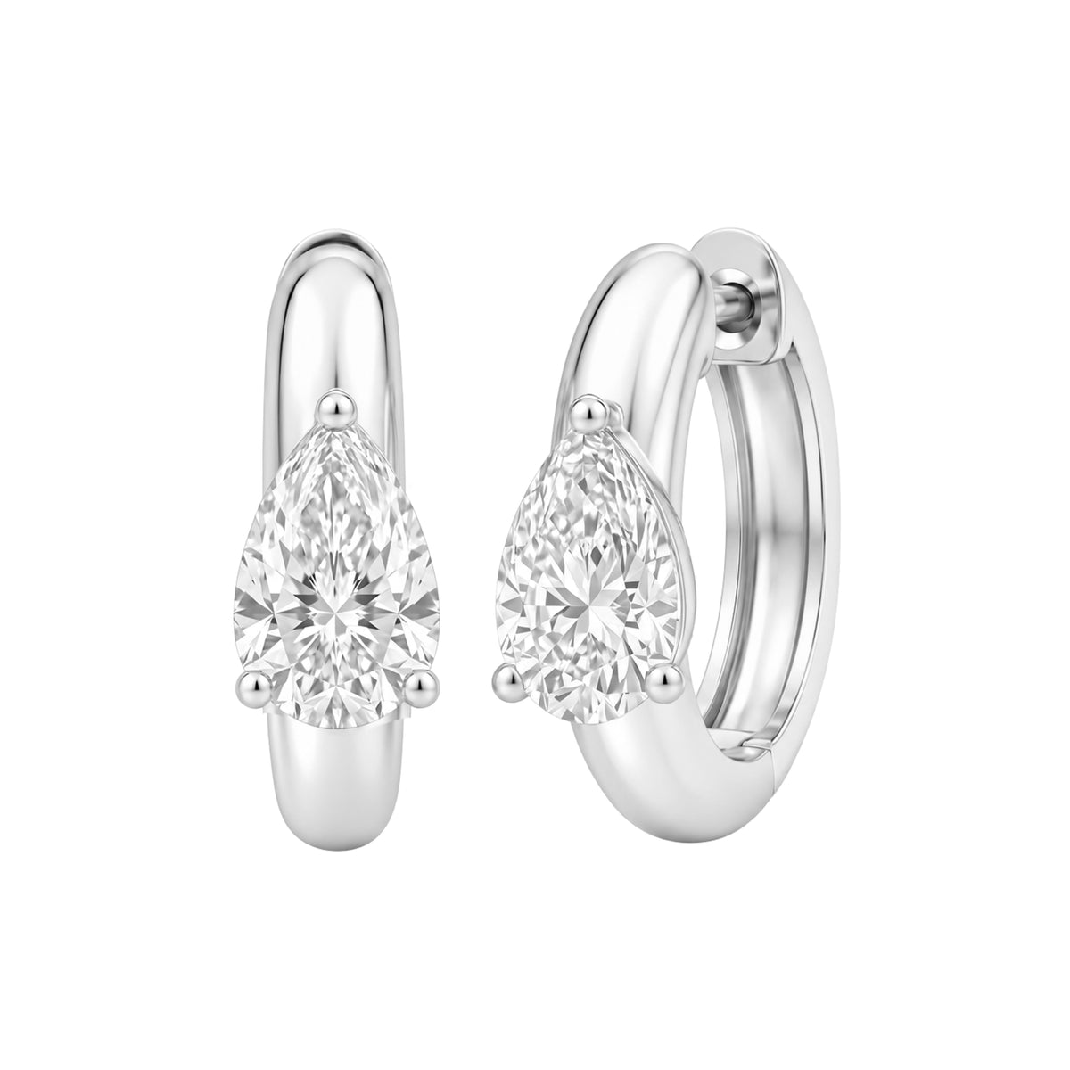 Lab-Grown Diamond Solitaire Hoop Earrings in 14K White Gold or 14K Yellow Gold