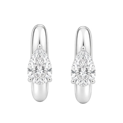 Lab-Grown Diamond Pear Hoop Earrings in 14K White Gold or 14K Yellow Gold
