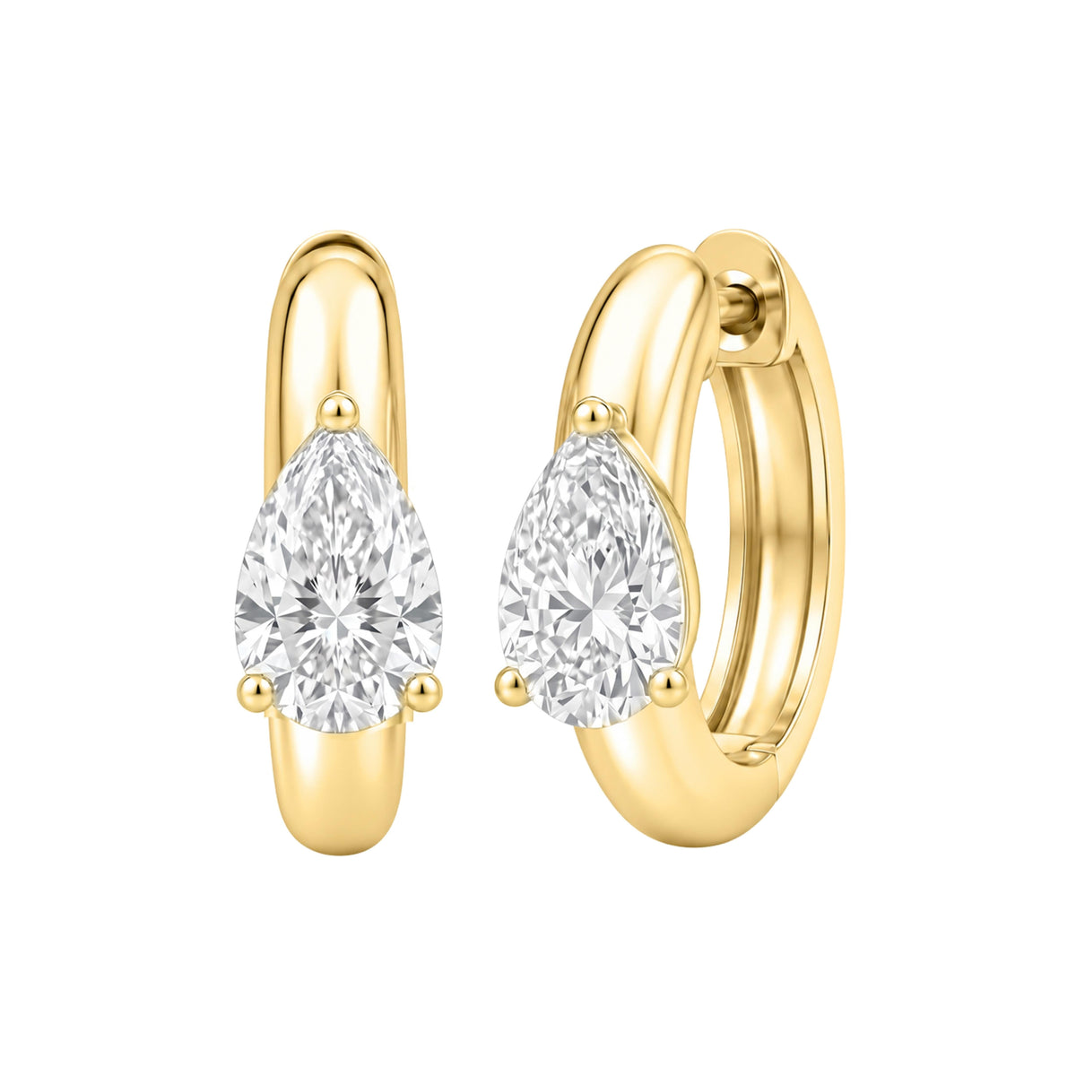 Lab-Grown Diamond Pear Hoop Earrings in 14K White Gold or 14K Yellow Gold