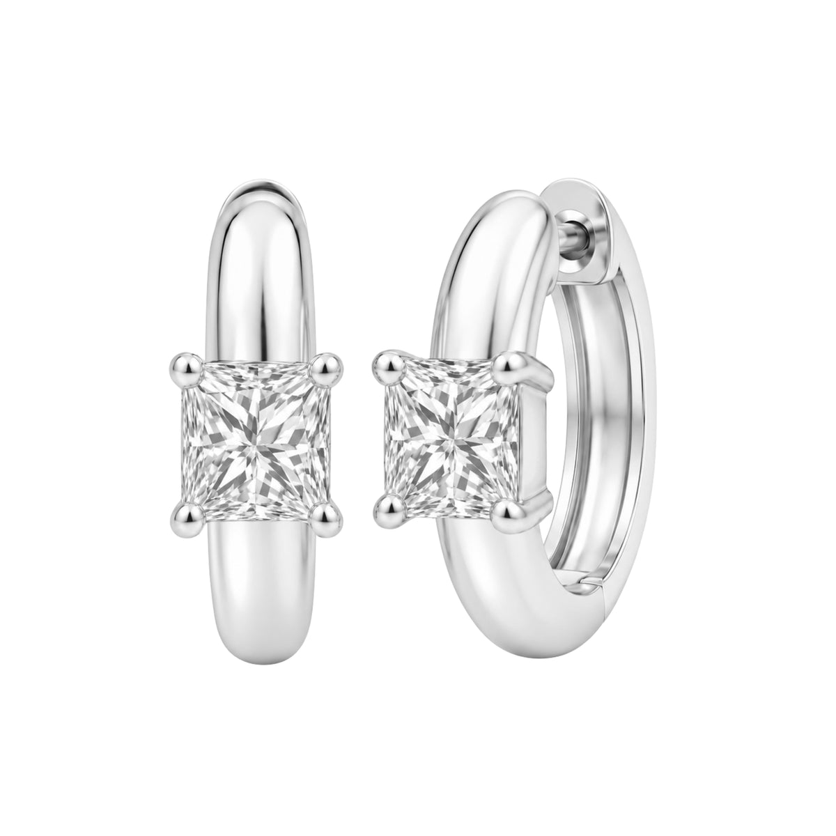 Lab-Grown Diamond Solitaire Hoop Earrings in 14K White Gold or 14K Yellow Gold