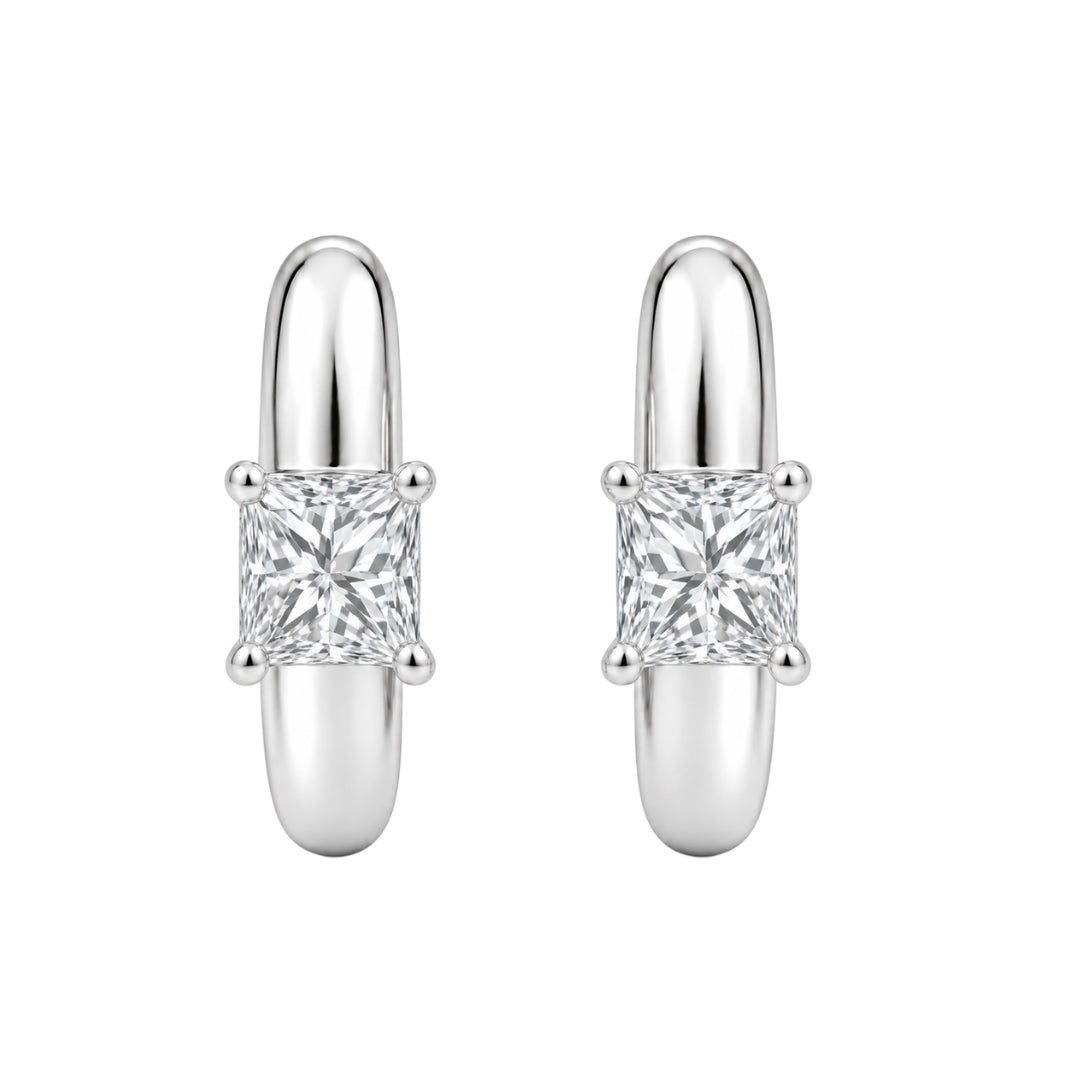 Lab-Grown Diamond Solitaire Hoop Earrings in 14K White Gold or 14K Yellow Gold