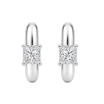 Lab-Grown Diamond Solitaire Hoop Earrings in 14K White Gold or 14K Yellow Gold
