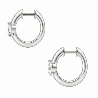 Lab-Grown Diamond Solitaire Hoop Earrings in 14K White Gold or 14K Yellow Gold