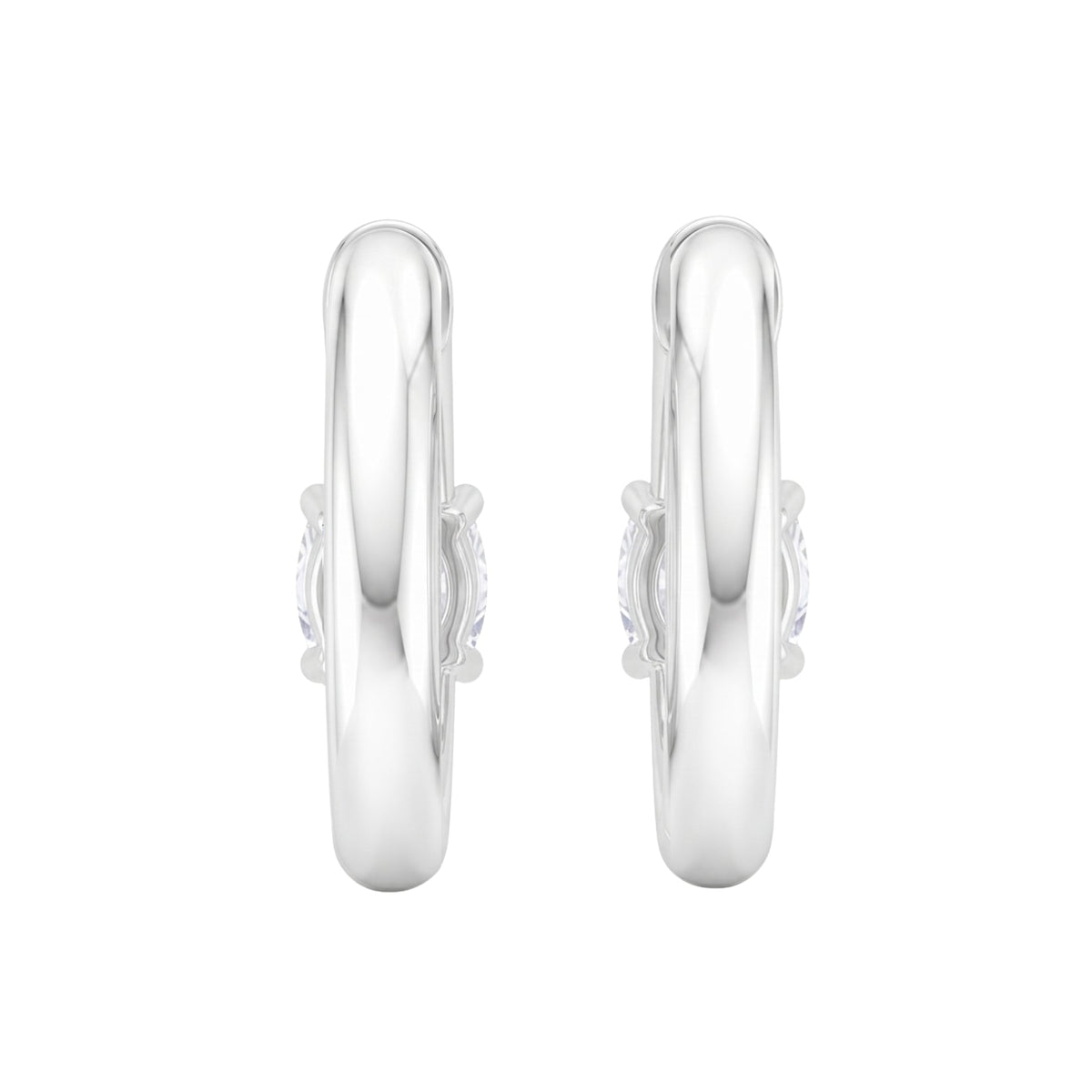 Lab-Grown Diamond Solitaire Hoop Earrings in 14K White Gold or 14K Yellow Gold
