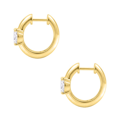 Lab-Grown Diamond Cushion Hoop Earrings in 14K White Gold or 14K Yellow Gold