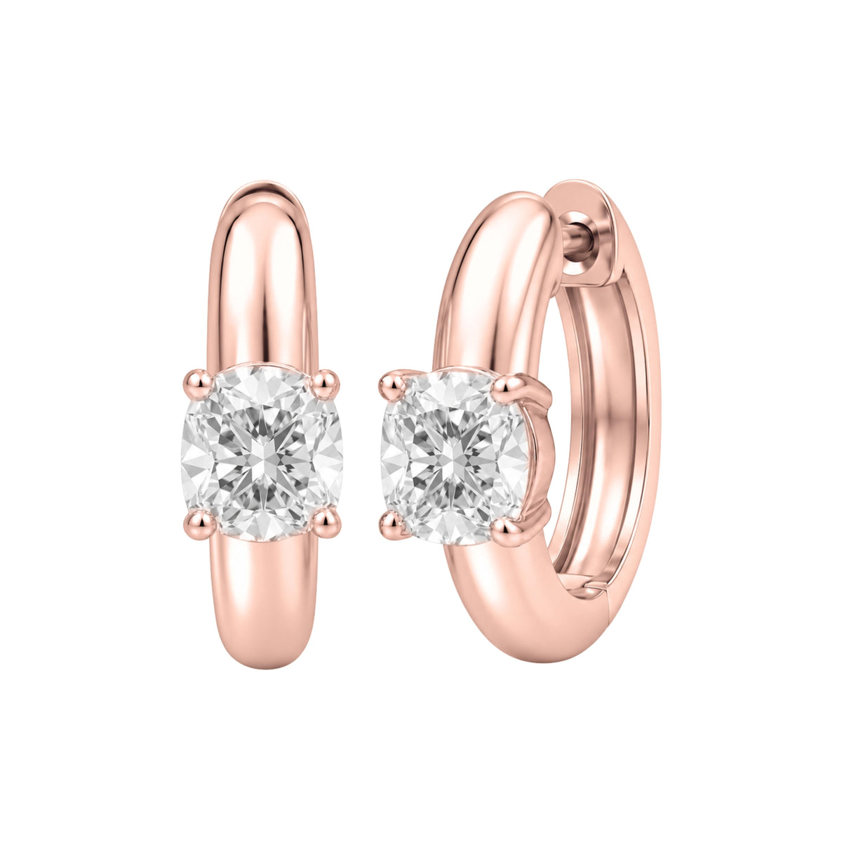 Lab-Grown Diamond Solitaire Hoop Earrings in 14K White Gold or 14K Yellow Gold