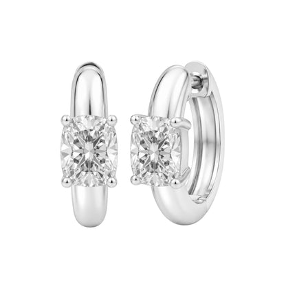 Lab-Grown Diamond Long Cushion Hoop Earrings in 14K White Gold or 14K Yellow Gold