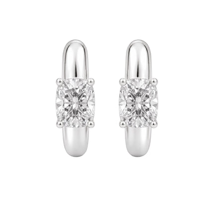 Lab-Grown Diamond Long Cushion Hoop Earrings in 14K White Gold or 14K Yellow Gold