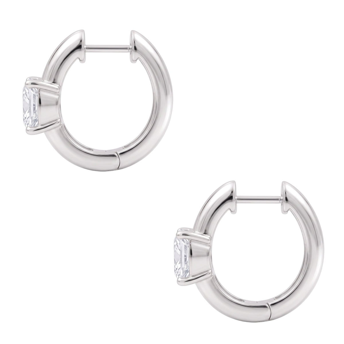Lab-Grown Diamond Solitaire Hoop Earrings in 14K White Gold or 14K Yellow Gold
