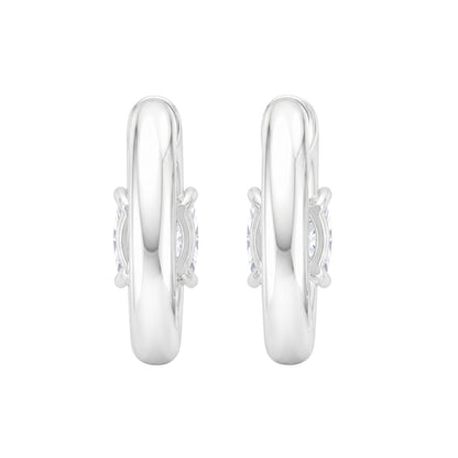Lab-Grown Diamond Long Cushion Hoop Earrings in 14K White Gold or 14K Yellow Gold
