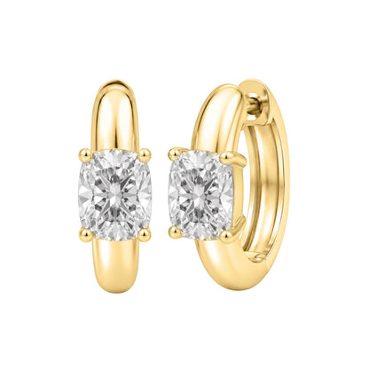 Lab-Grown Diamond Long Cushion Hoop Earrings in 14K White Gold or 14K Yellow Gold