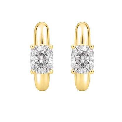Lab-Grown Diamond Long Cushion Hoop Earrings in 14K White Gold or 14K Yellow Gold