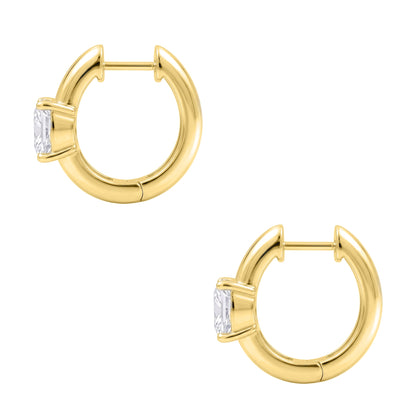 Lab-Grown Diamond Long Cushion Hoop Earrings in 14K White Gold or 14K Yellow Gold
