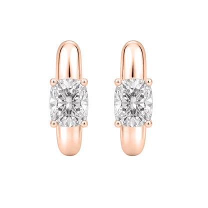 Lab-Grown Diamond Long Cushion Hoop Earrings in 14K White Gold or 14K Yellow Gold