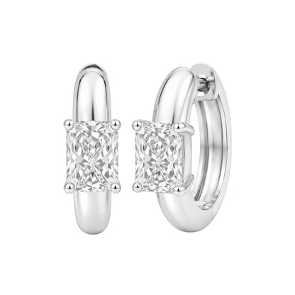Lab-Grown Diamond Radiant Hoop Earrings in 14K White Gold or 14K Yellow Gold