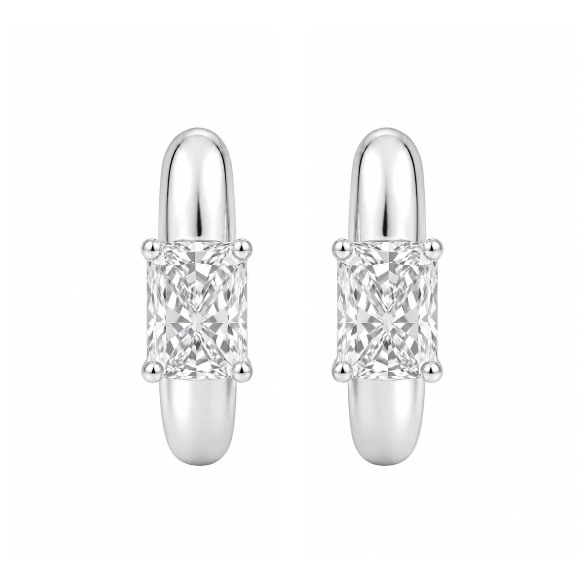 Lab-Grown Diamond Solitaire Hoop Earrings in 14K White Gold or 14K Yellow Gold