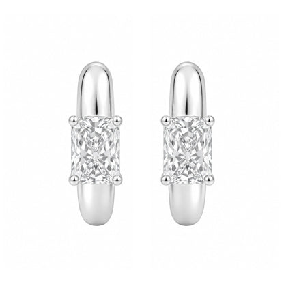 Lab-Grown Diamond Radiant Hoop Earrings in 14K White Gold or 14K Yellow Gold