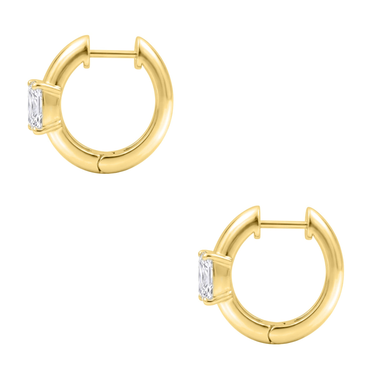 Lab-Grown Diamond Radiant Hoop Earrings in 14K White Gold or 14K Yellow Gold