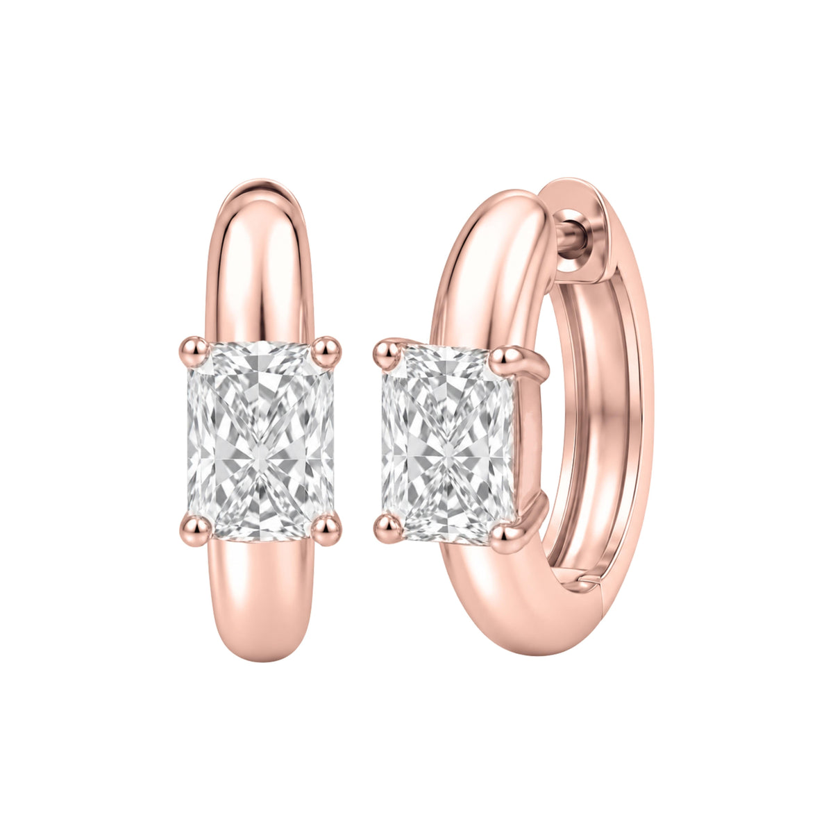 Lab-Grown Diamond Solitaire Hoop Earrings in 14K White Gold or 14K Yellow Gold