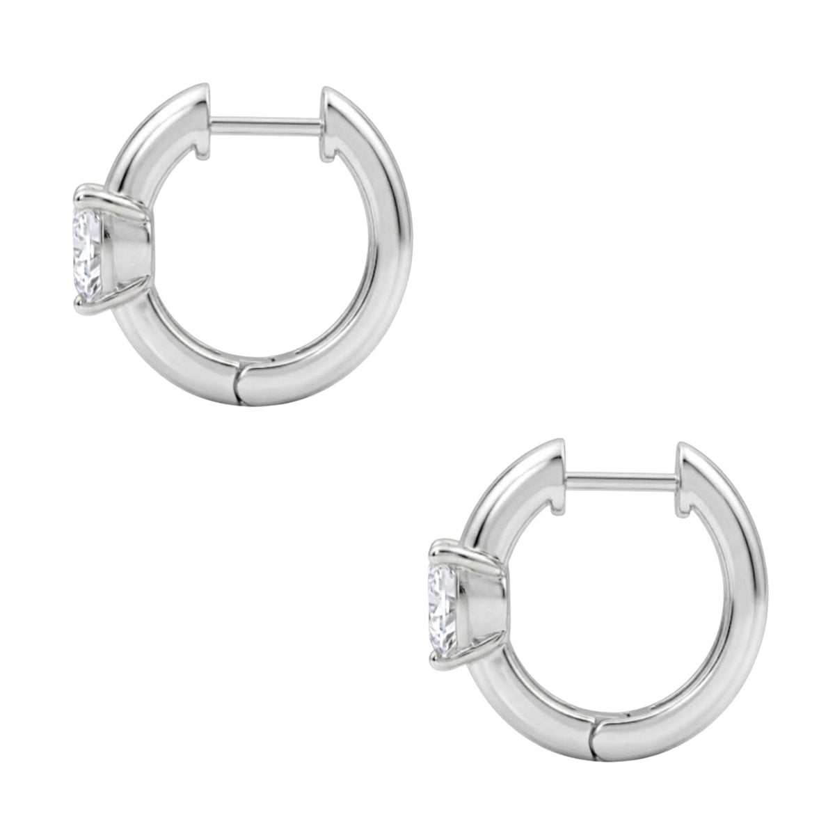 Lab-Grown Diamond Solitaire Hoop Earrings in 14K White Gold or 14K Yellow Gold